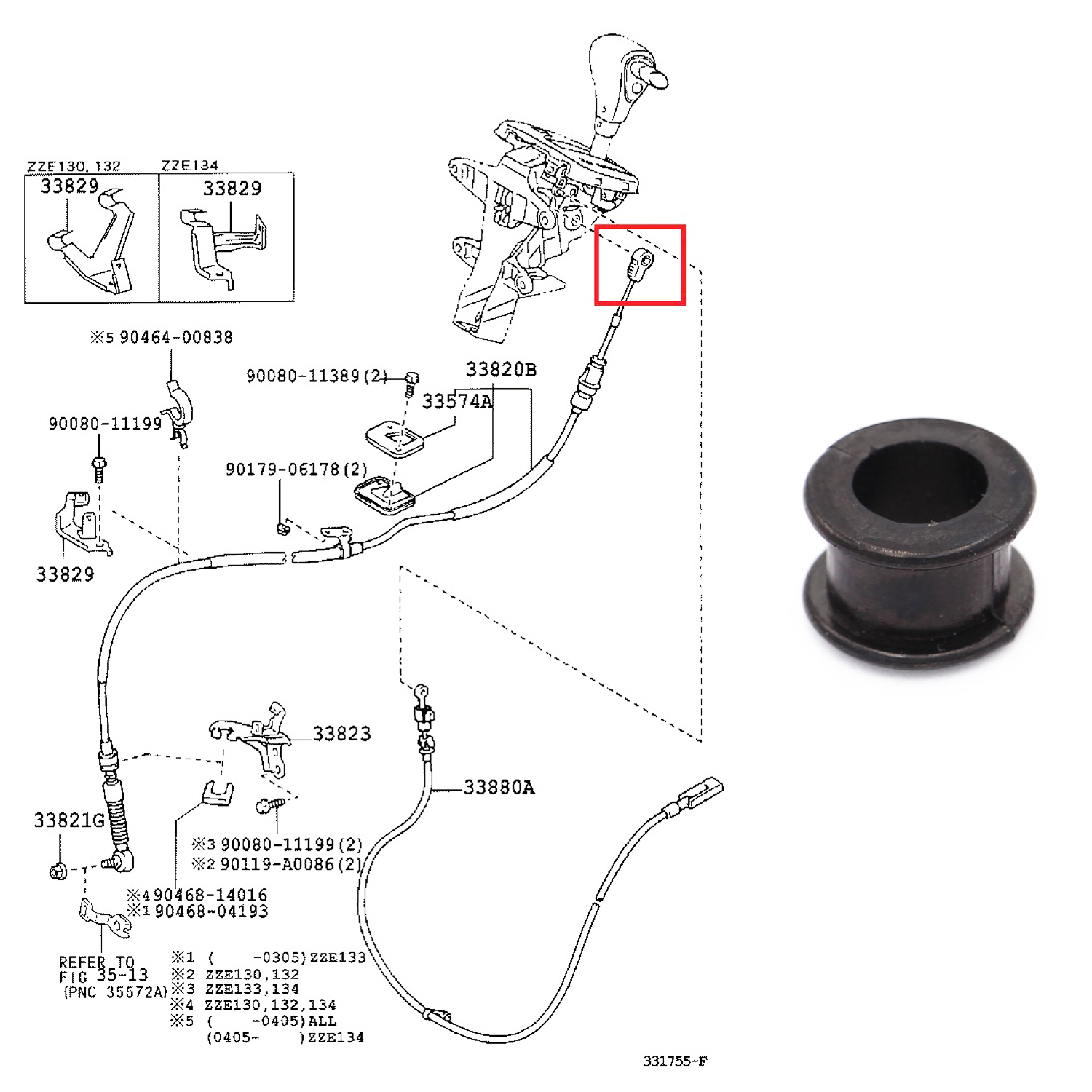 Automatic Transmission Shift Cable Bushing Fit for 2003-08 Toyota