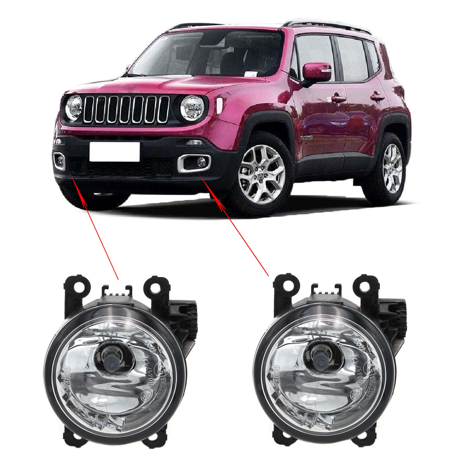 Pair LH & RH Fog Driving Light Lamp w/ Light Bulb Fit for 201518 Jeep